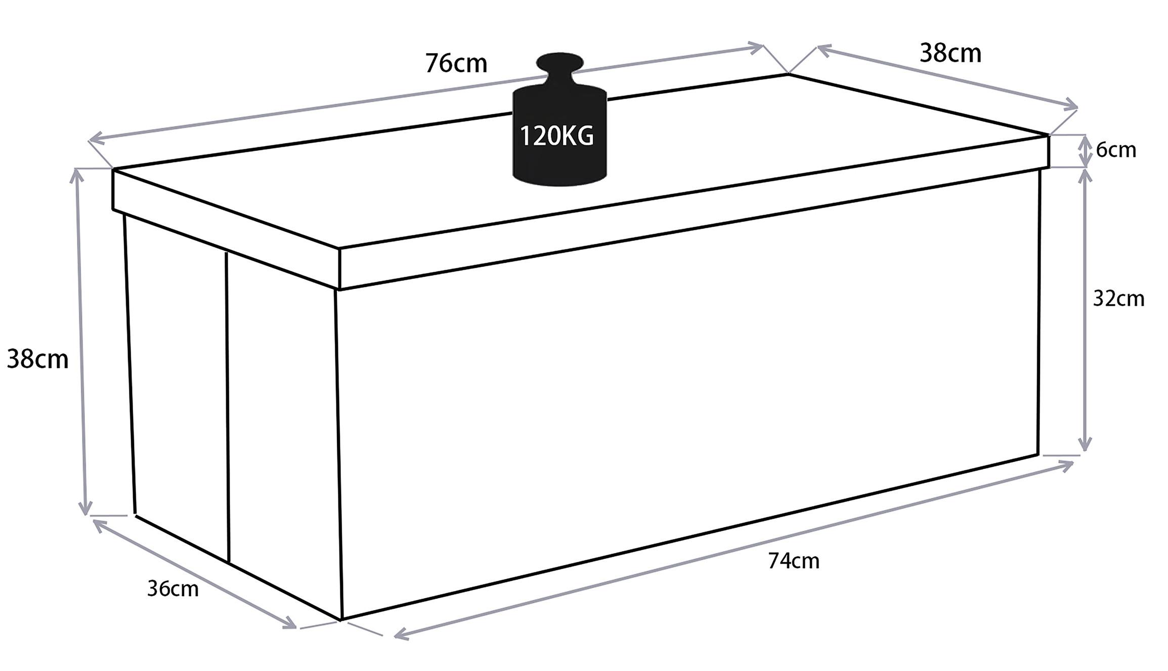 Sitzbox Boxas Anthrazit B: 76 cm - Anthrazit, Basics, Holzwerkstoff/Kunststoff (76/38/38cm) - MID.YOU