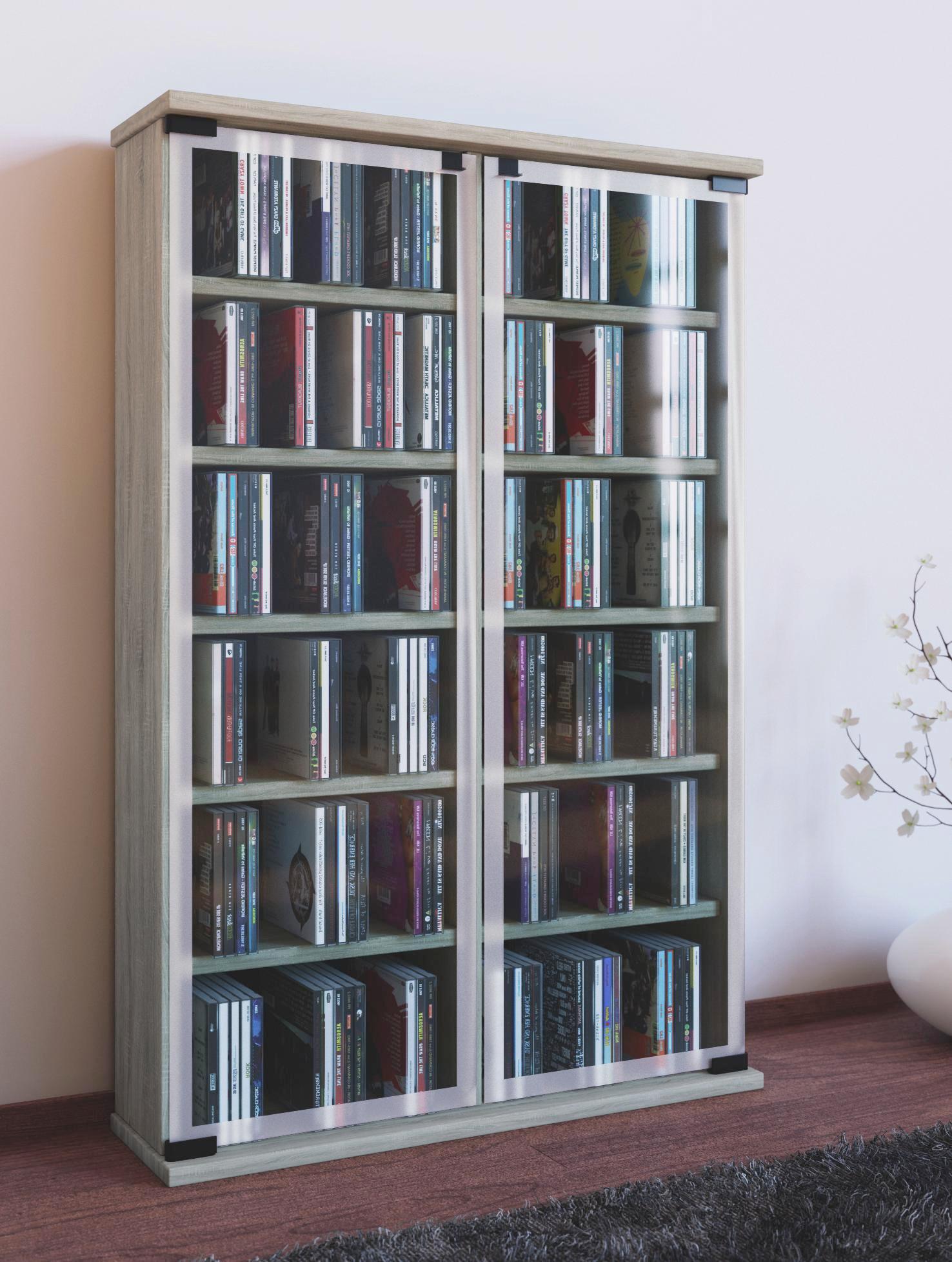Nussbaumfarbenes CD Regal auf Rollen für 300 CDs CD Regal Ronul B: 60 cm Weiß nur € 89,90 statt € 128,00
