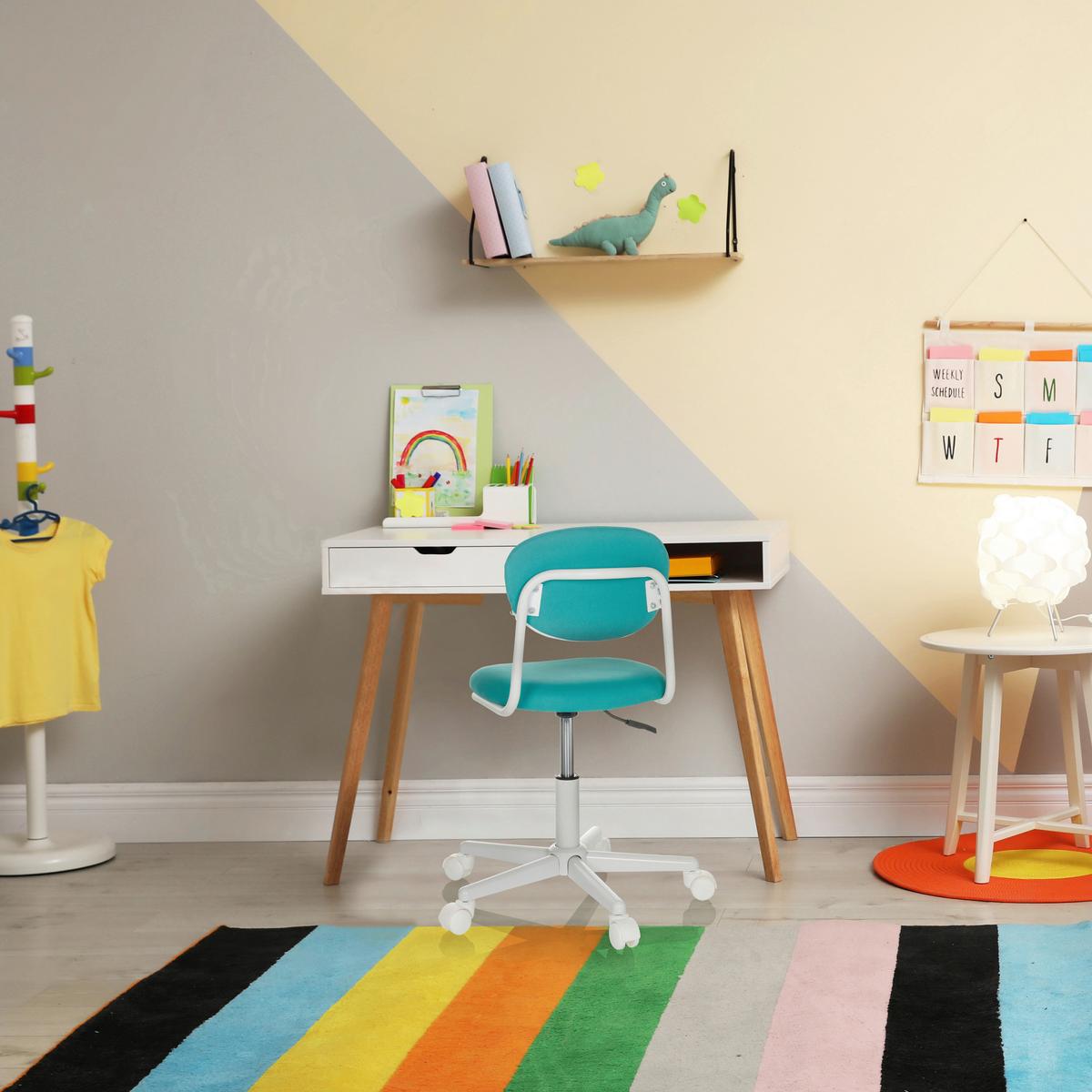 Jugenddrehstuhl Kiddy Base I - Türkis/Weiß, Basics, Kunststoff/Textil (60/72-83/60cm) - MID.YOU