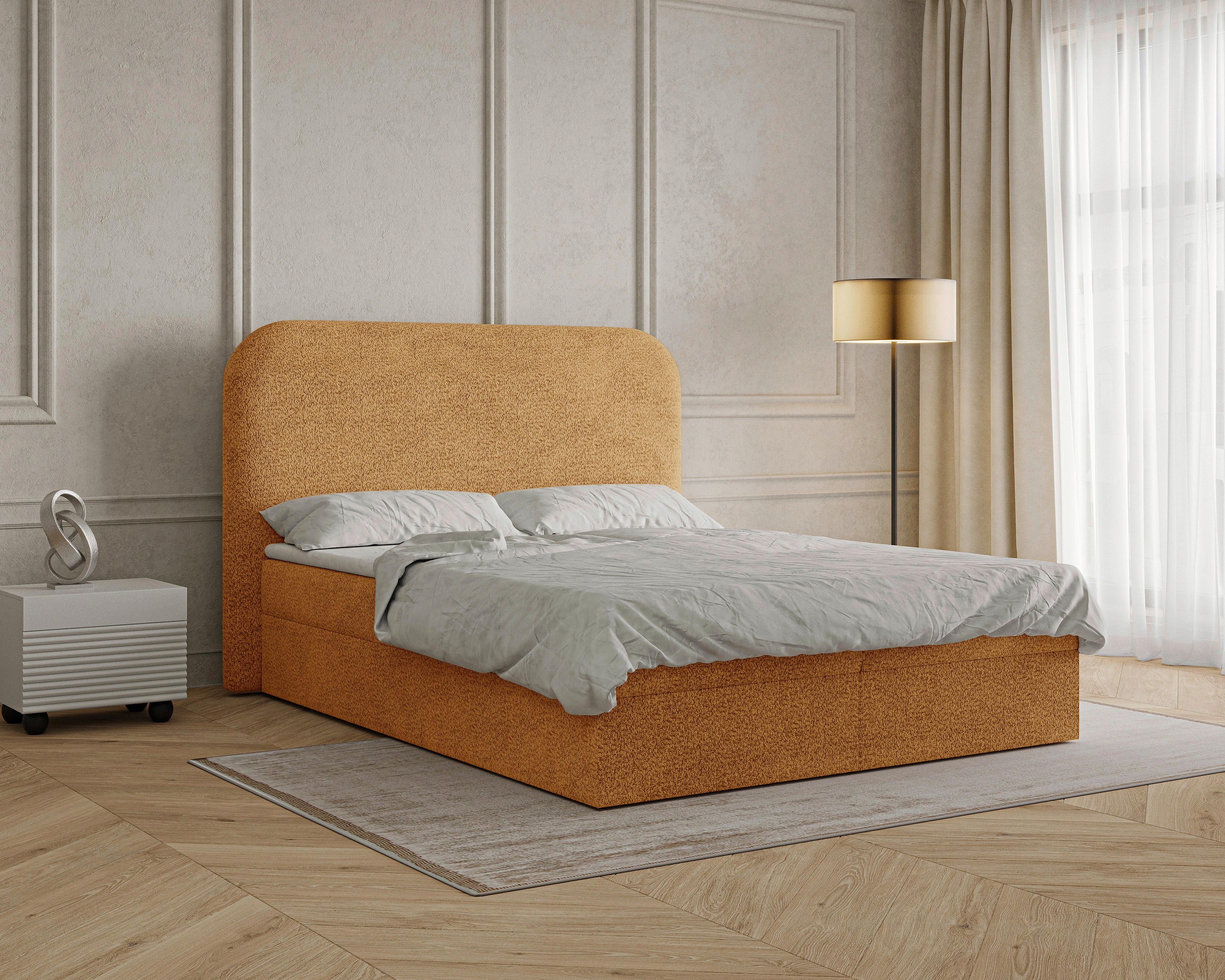 Boxbett London mit Topper 140x200 - Rostfarben/Schwarz, MODERN, Holz/Kunststoff (140/200cm) - Livetastic