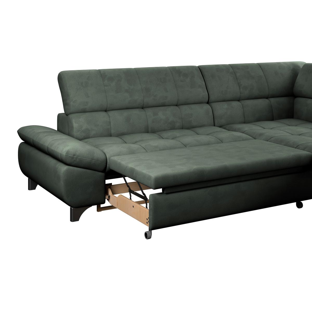 Ecksofa Gemini Grün, B: 312cm - Chromfarben/Grün, KONVENTIONELL, Textil (312/234cm)