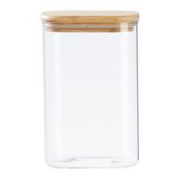 dóza na potraviny HALDOR - CA. 1,35L - priehľadné/prírodná farba, Konventionell, drevo/plast (12,1/8,,3/18,7cm) - Mömax