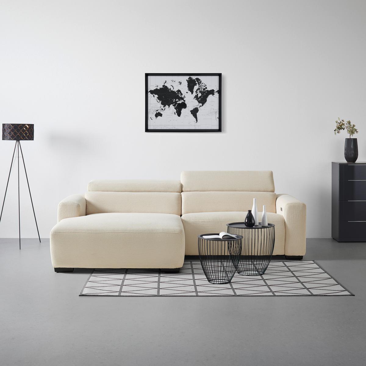 ROHOVÁ SEDAČKA BONDICO 255 - černá/béžová, Moderní, kov/dřevo (170/255cm) - Mömax