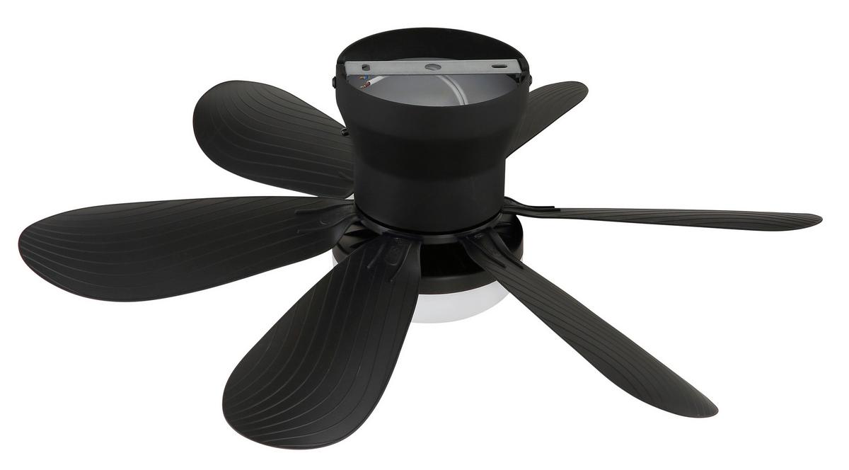 Deckenventilator Schwarz/Weiß 230V, 5W, DxH: ca. 51x16,5 cm - Schwarz/Weiß, Design, Kunststoff/Metall (51/16,5cm) - Globo