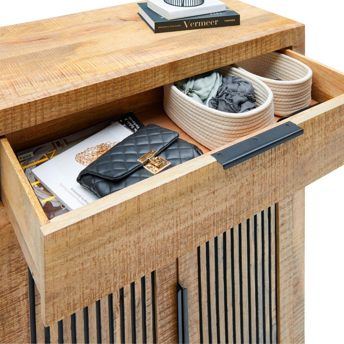 BOTNÍK EVEREST -EXKLUSIV- - černá/přírodní barvy, Natur, kov/dřevo (88/130/40cm) - Mömax