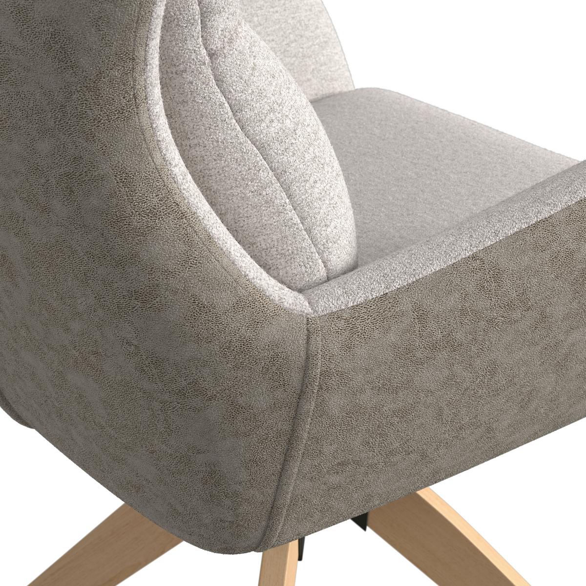 Židle s podrúčkami Neelia, šedobéžová - šedobéžová/přírodní barvy, Moderní, kov/dřevo (59,5/93/69cm) - Bessagi Home