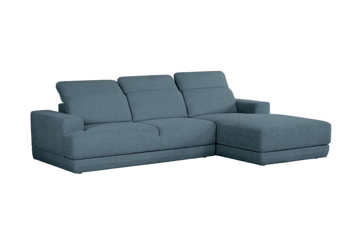 Ecksofa Frans Blau S: 204 cm - Blau/Schwarz, Design, Textil (204/293cm) - MID.YOU