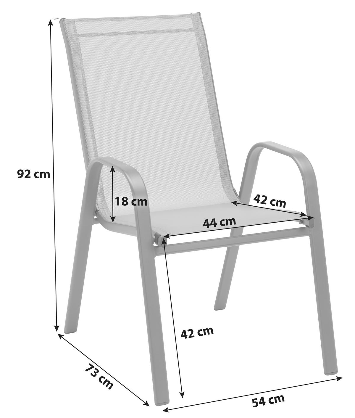 Gartensessel Stapelbar Alexis Stahl/Textilene - Anthrazit, MODERN, Textil/Metall (54/92/73cm) - Ondega