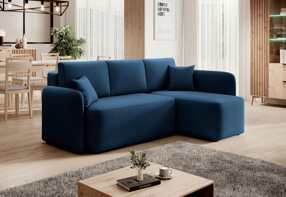 Ecksofa Hadson Blau S: 206x150 cm - Blau/Schwarz, Design, Textil (206/150cm) - MID.YOU