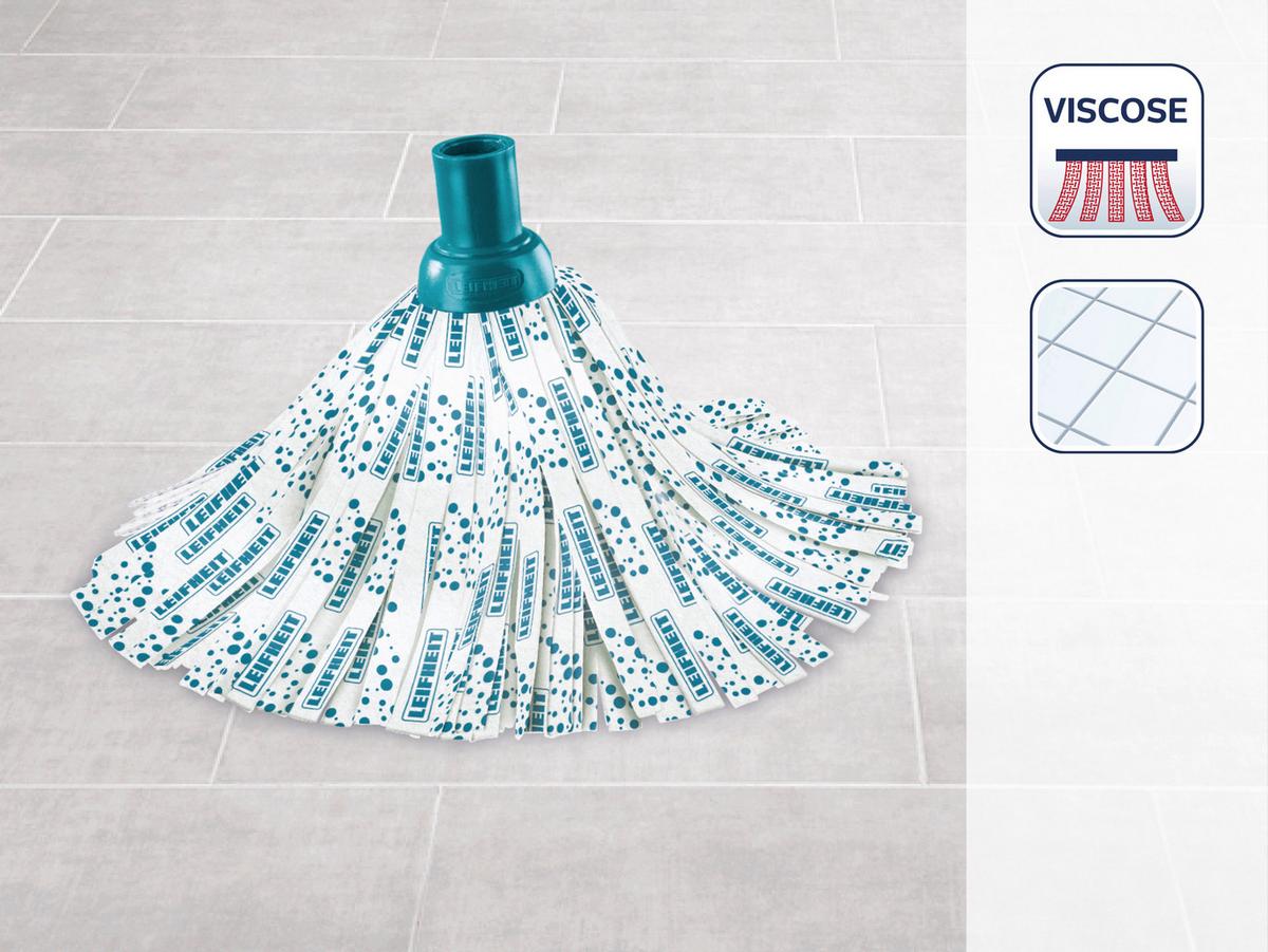 Ersatzmopp Classic Mop Viscose - Türkis/Weiß, Textil (32cm) - Leifheit