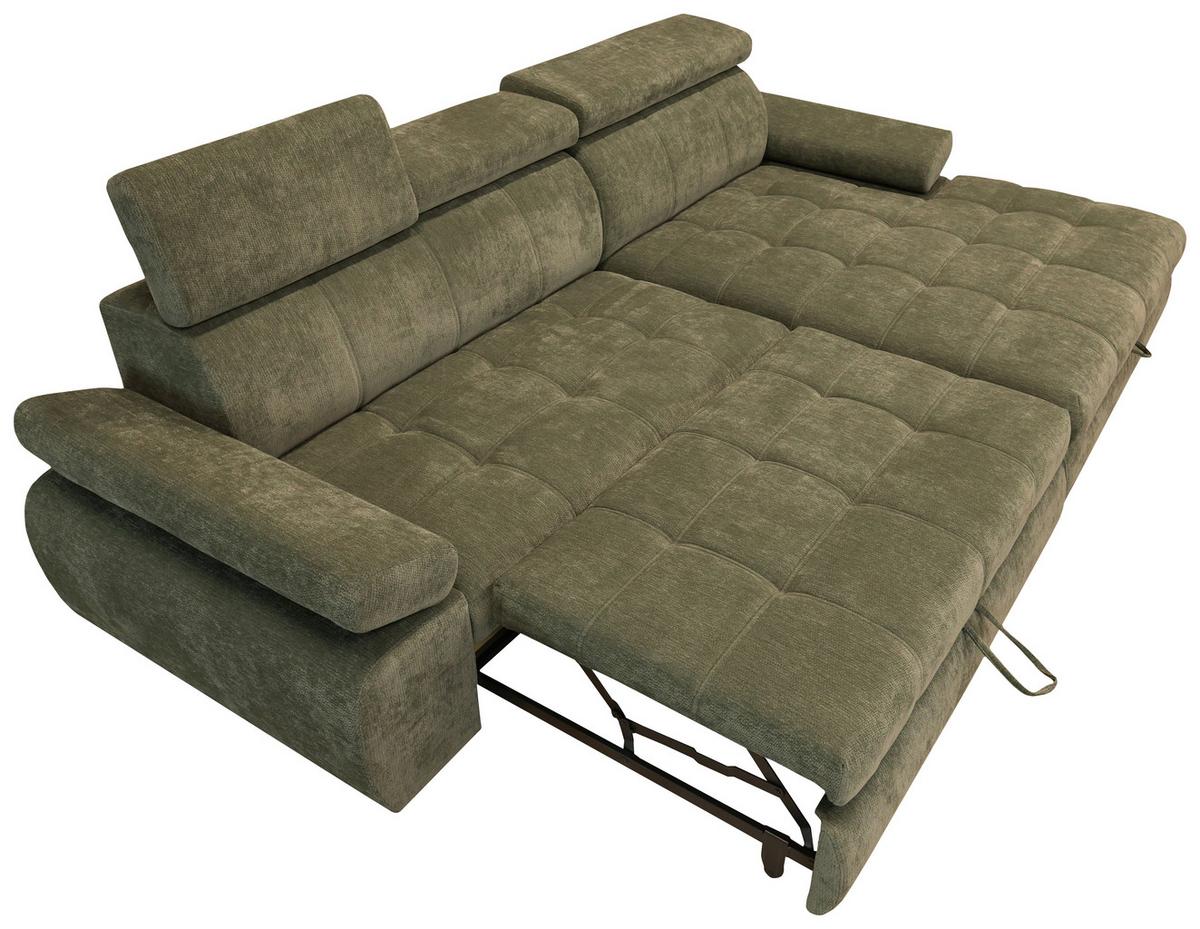 Rohová sedačka VEGAS, pravá, lesní zelená žinylka - černá/lesní zelená, Design, dřevo/textil (294/173cm)