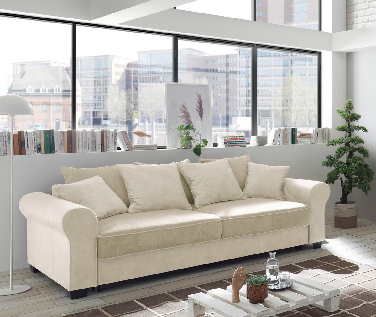 3-sitzer-sofa Aurelia Lux.3dl - Creme/Schwarz, Design, Holzwerkstoff/Textil (247/95/115cm) - MID.YOU