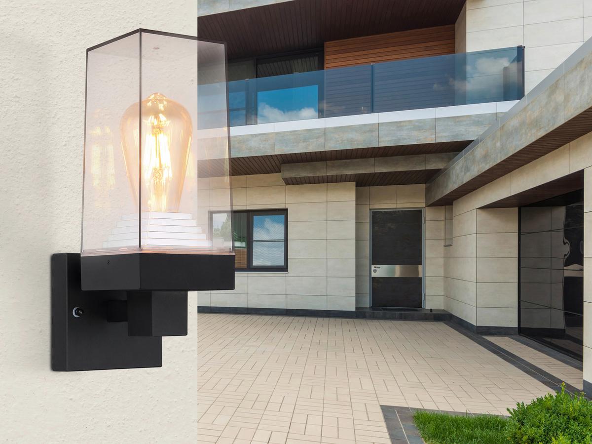 Außenleuchte 40 W Aluminium Wandmontage - Klar/Schwarz, Basics, Kunststoff/Metall (11/14/29cm) - Globo