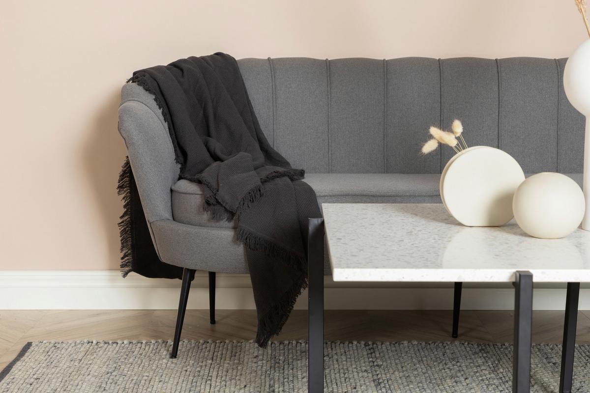 2-Sitzer-Sofa Calais - Dunkelgrau/Schwarz, Design, Textil/Metall (180/78.5/78cm) - Livetastic