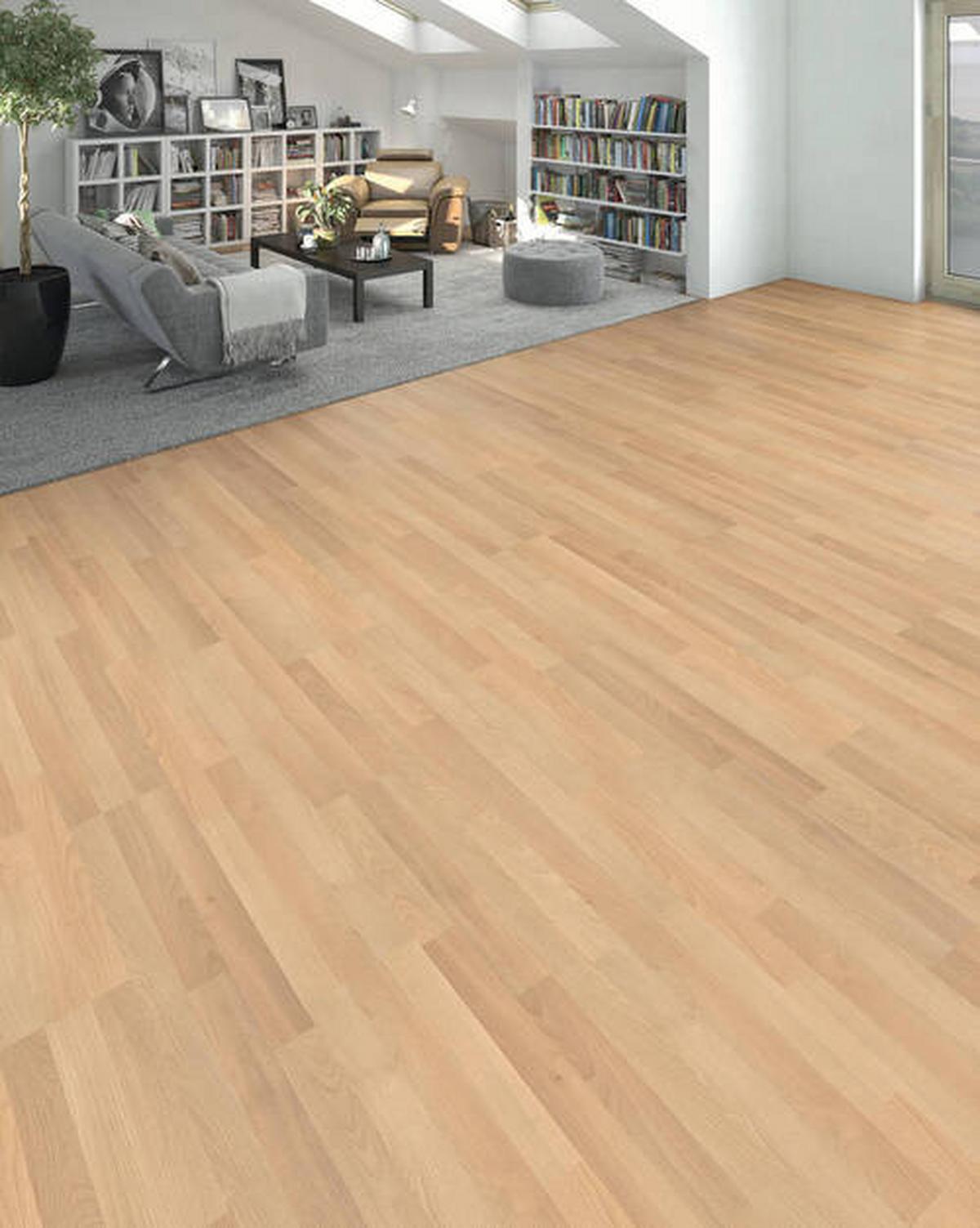 Laminatboden 3-Stab Buche Str. Matt - Buchefarben, Basics, Holzwerkstoff (19.3/128.2cm) - Living by HARO