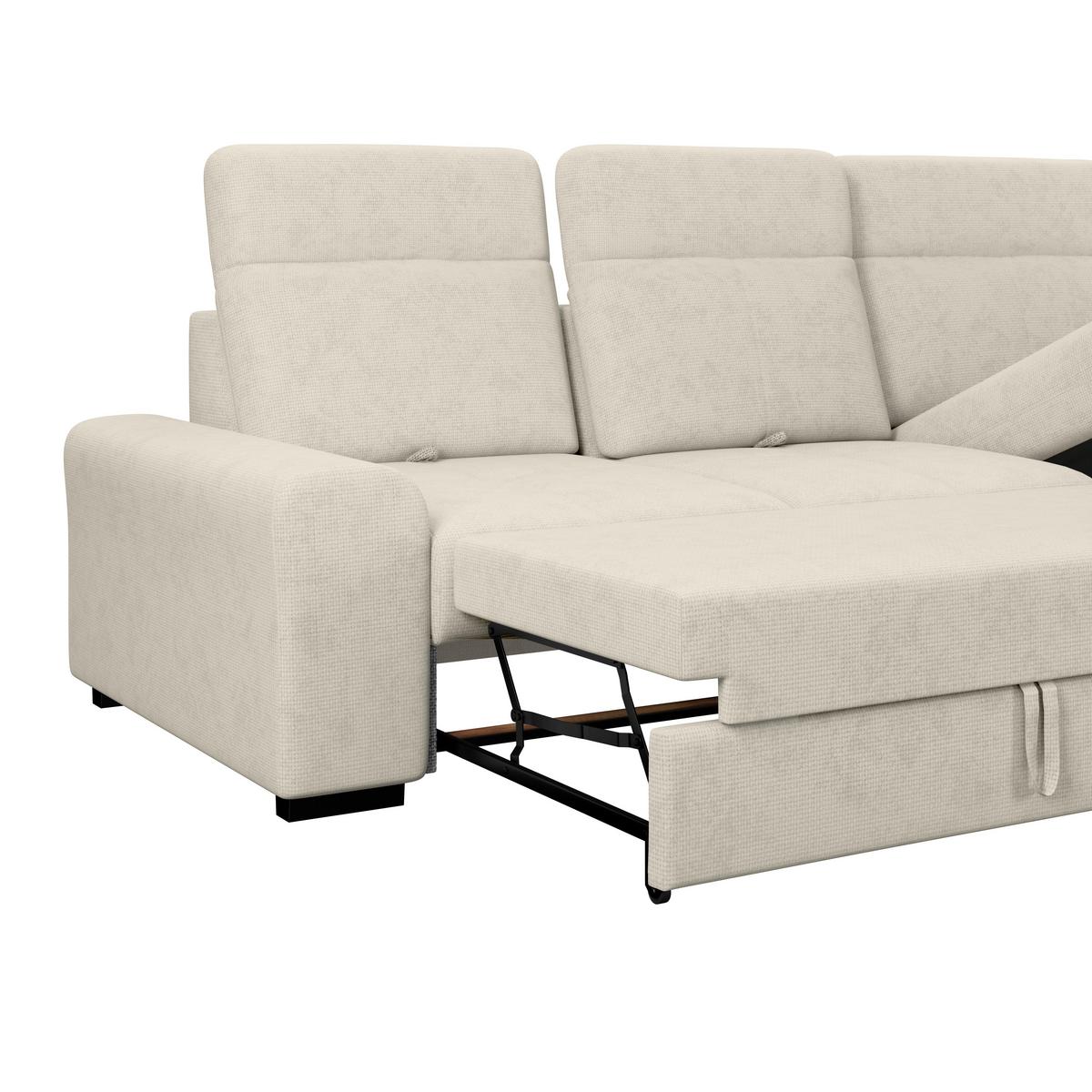 Ecksofa mit Bettfunktion Malaga new Chenille hellgrau - Hellgrau/Schwarz, KONVENTIONELL, Textil (286/203cm) - Ondega