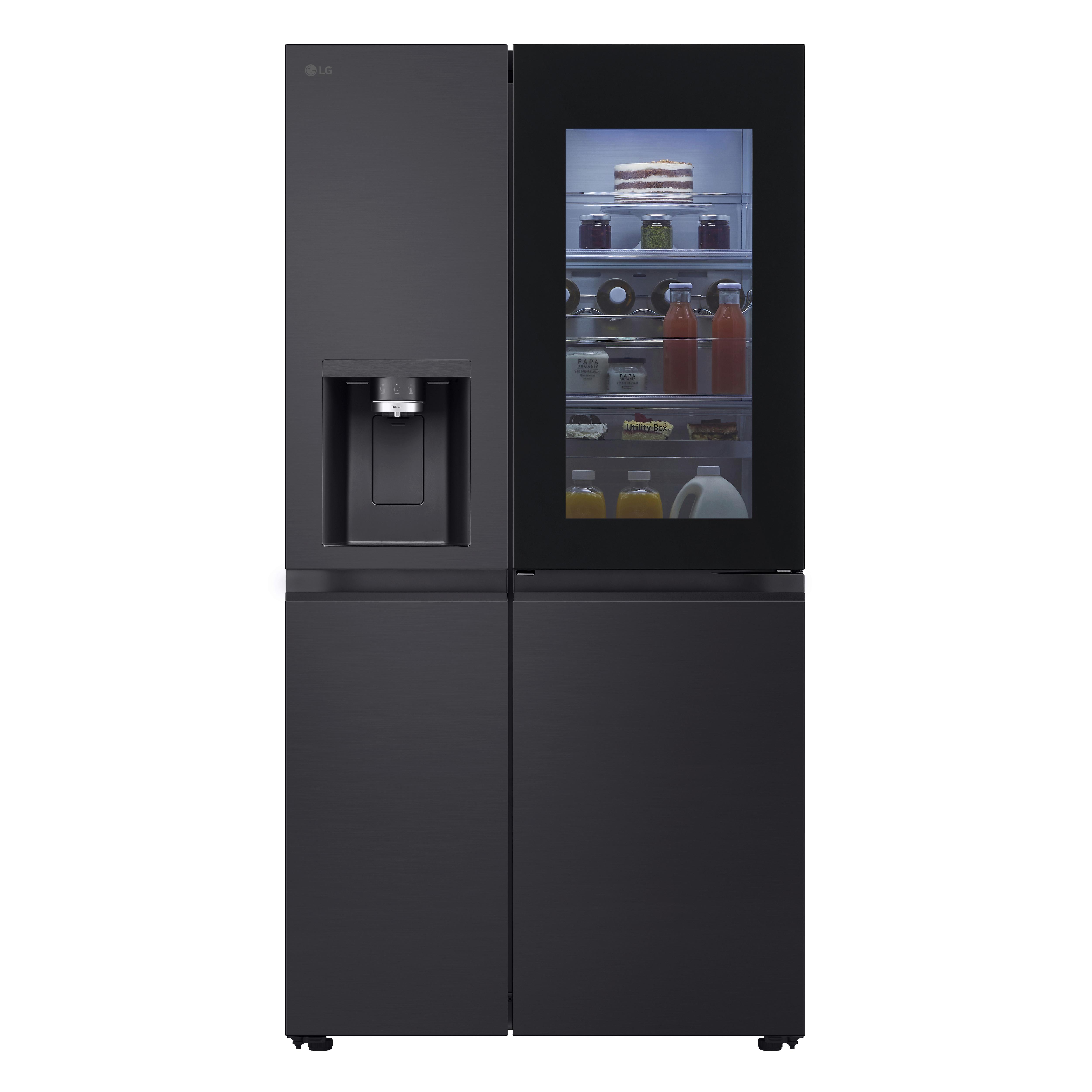 Kühl-Gefrier-Kombination LG Gsxe90evdd - Schwarz, Basics, Glas/Kunststoff (91.3/179/73.5cm)