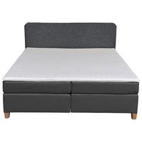 Boxbett mit Topper 180x200 Rolf - Dunkelgrau, Basics, Holzwerkstoff/Textil (180/200cm) - Livetastic