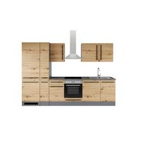 Küchenzeile Jazz 8 mit Geräten 310 cm Anthrazit/Eiche Artisan - Anthrazit/Eiche Artisan, LIFESTYLE, Holzwerkstoff (310cm) - P & B