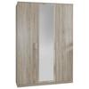 Drehtürenschrank Mit Spiegel 135cm Osaka, Sägerau Dekor - Eichefarben, KONVENTIONELL, Glas/Holzwerkstoff (135/199/58cm) - MID.YOU