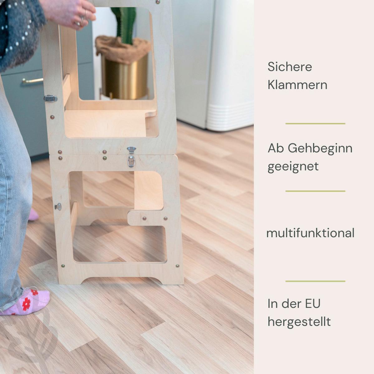 Lernturm 2 in 1 natur - Birkefarben, Basics, Holz (40/35/90cm) - CLIFF