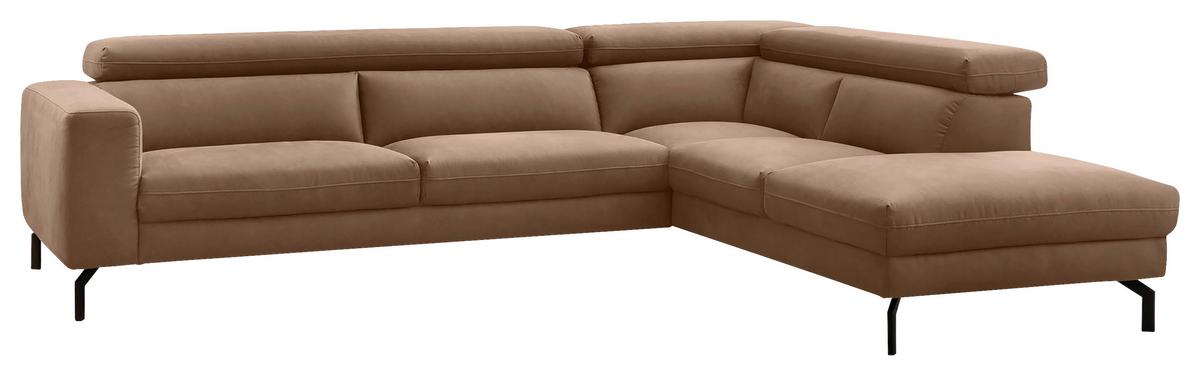 Ecksofa California - Schwarz/Braun, MODERN, Textil (305/233cm) - Trendmanufaktur