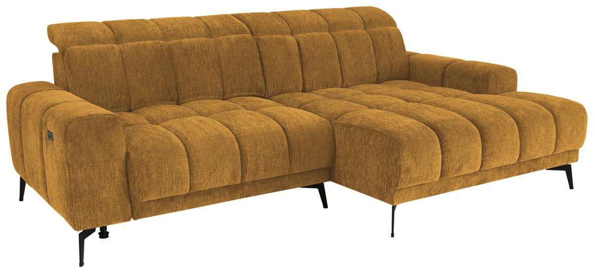 Rohová sedačka LAYA, pravá, horčicovožltá ženilka KANSAS - horčicovožltá, Modern, textil (250/155cm) - Premium Living