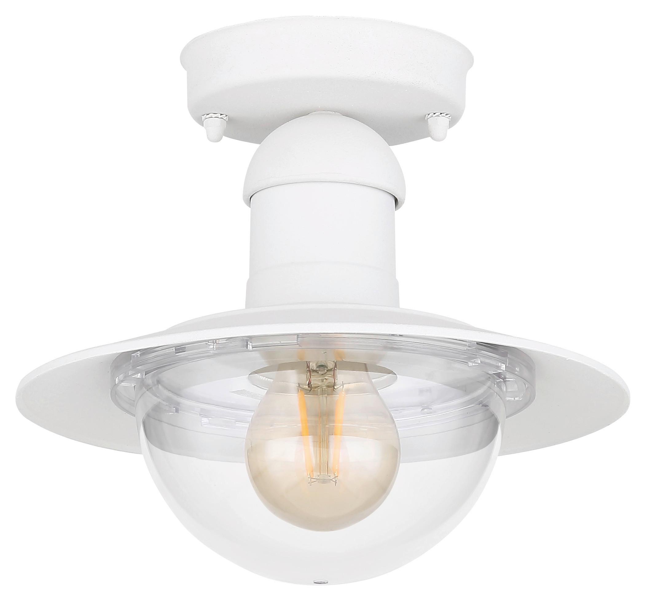 Außenleuchte Linda 15 Watt Aluminium - Klar/Weiß, Basics, Kunststoff/Metall (23,6/21,5cm) - Globo