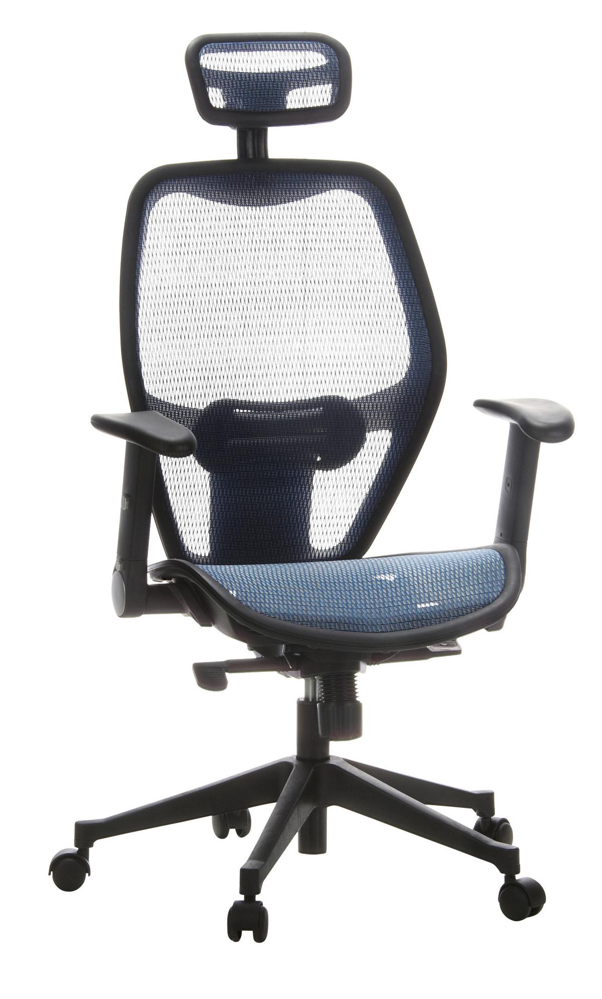 Drehstuhl  Air-port Mit Armlehnen Blau/schwarz - Blau/Schwarz, Basics, Kunststoff/Textil (59/117/48cm) - MID.YOU