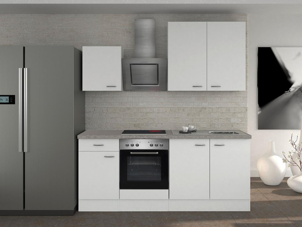 Küchenzeile Wito M. Geräten 210 Cm Grau/weiß Modern - Hellgrau/Weiß, MODERN, Holzwerkstoff (210cm) - FlexWell