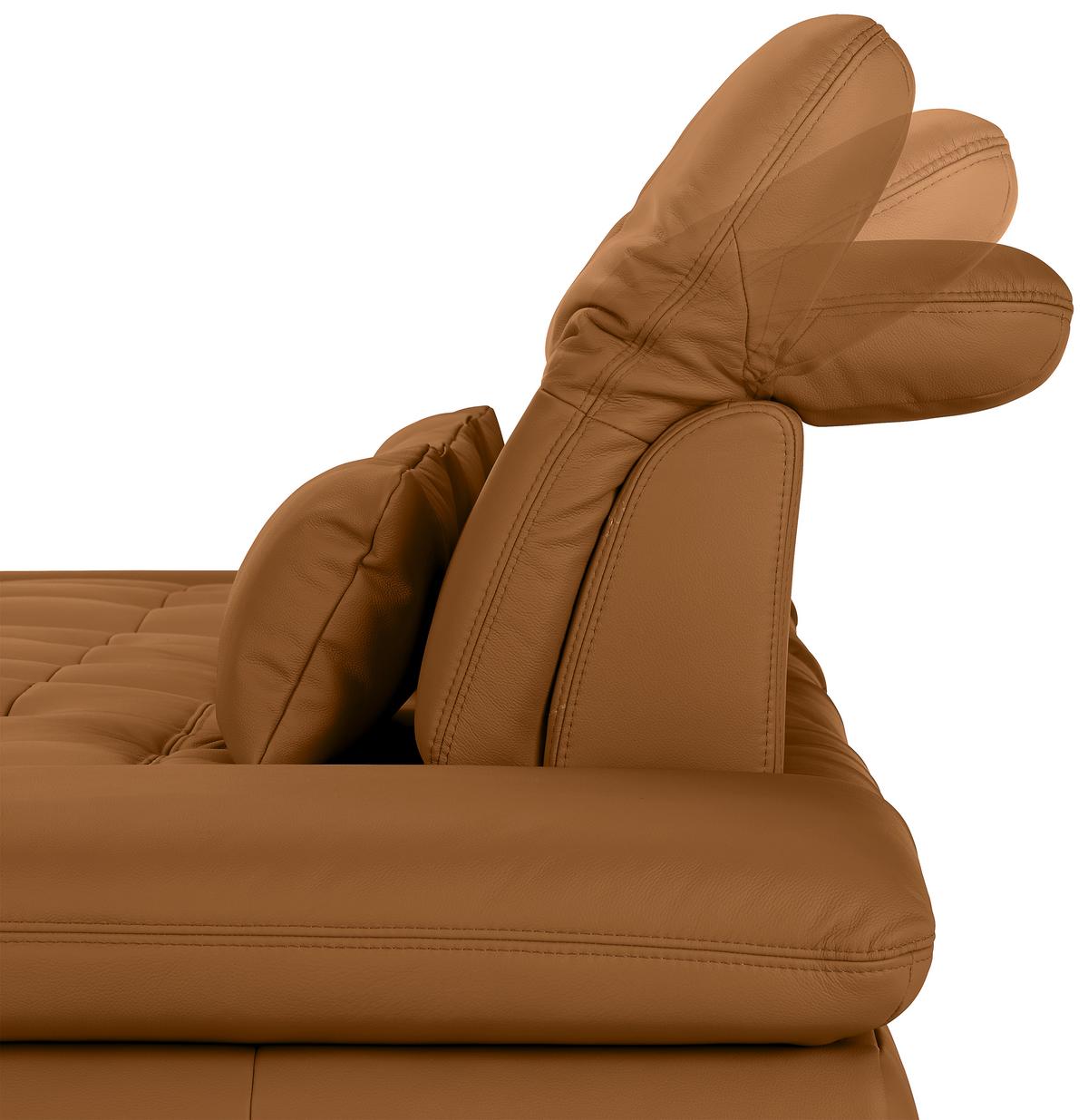 Rohová sedačka SANFINO, ľavá, tmavooranžová pravá koža - tmavooranžová/chrómová, Konventionell, kov/koža (199/79-96/305cm) - Premium Living