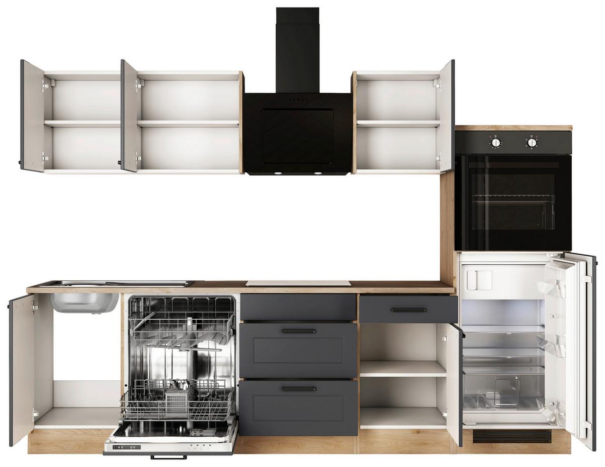 Küchenblock Romeo Eiche/Anthrazit B: 280 cm - Eichefarben/Anthrazit, Basics, Holzwerkstoff (280cm) - FlexWell