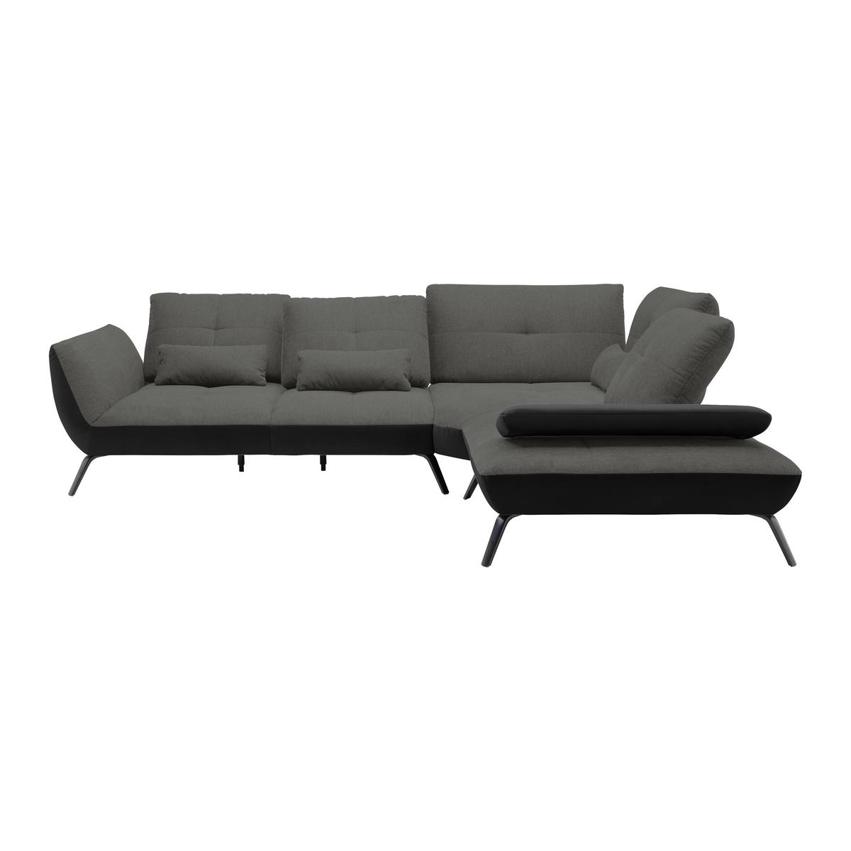 Rohová sedačka TRENDY, pravá, černá / antracitová - černá/antracitová, Moderní, kov/kompozitní dřevo (310/93/250cm) - Premium Living