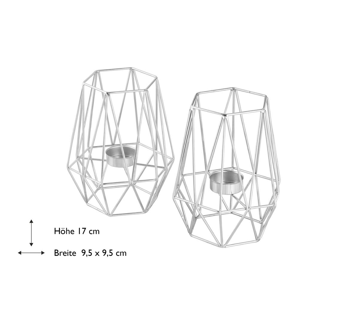 Teelichthalter-Set Eisen Silberfarben - Silberfarben, Basics, Metall (9,5cm) - Echtwerk