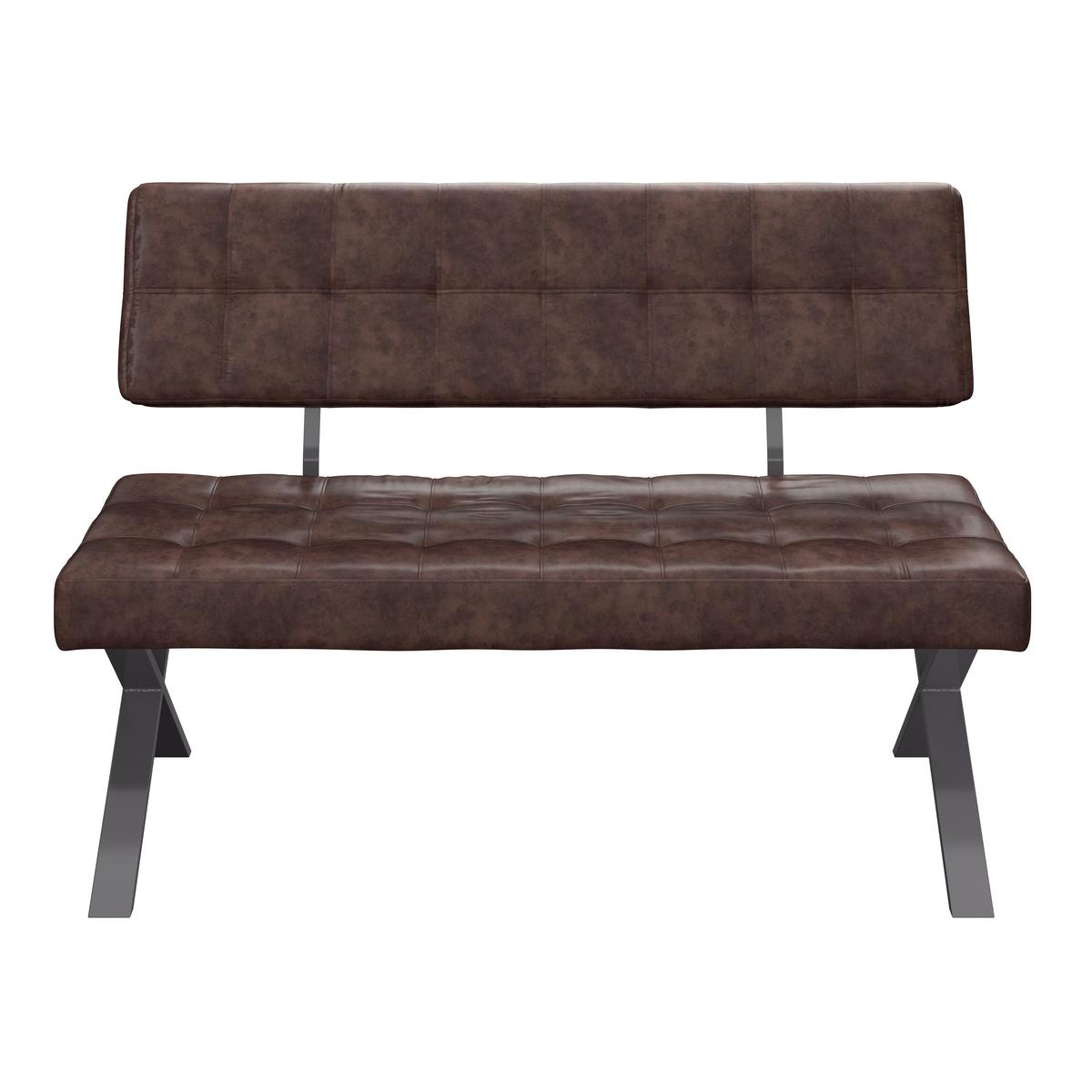 Sitzbank Mit Lehne Vintage Braun Lederlook Donna B: 140cm - Anthrazit/Braun, MODERN, Textil/Metall (140/93/61cm)