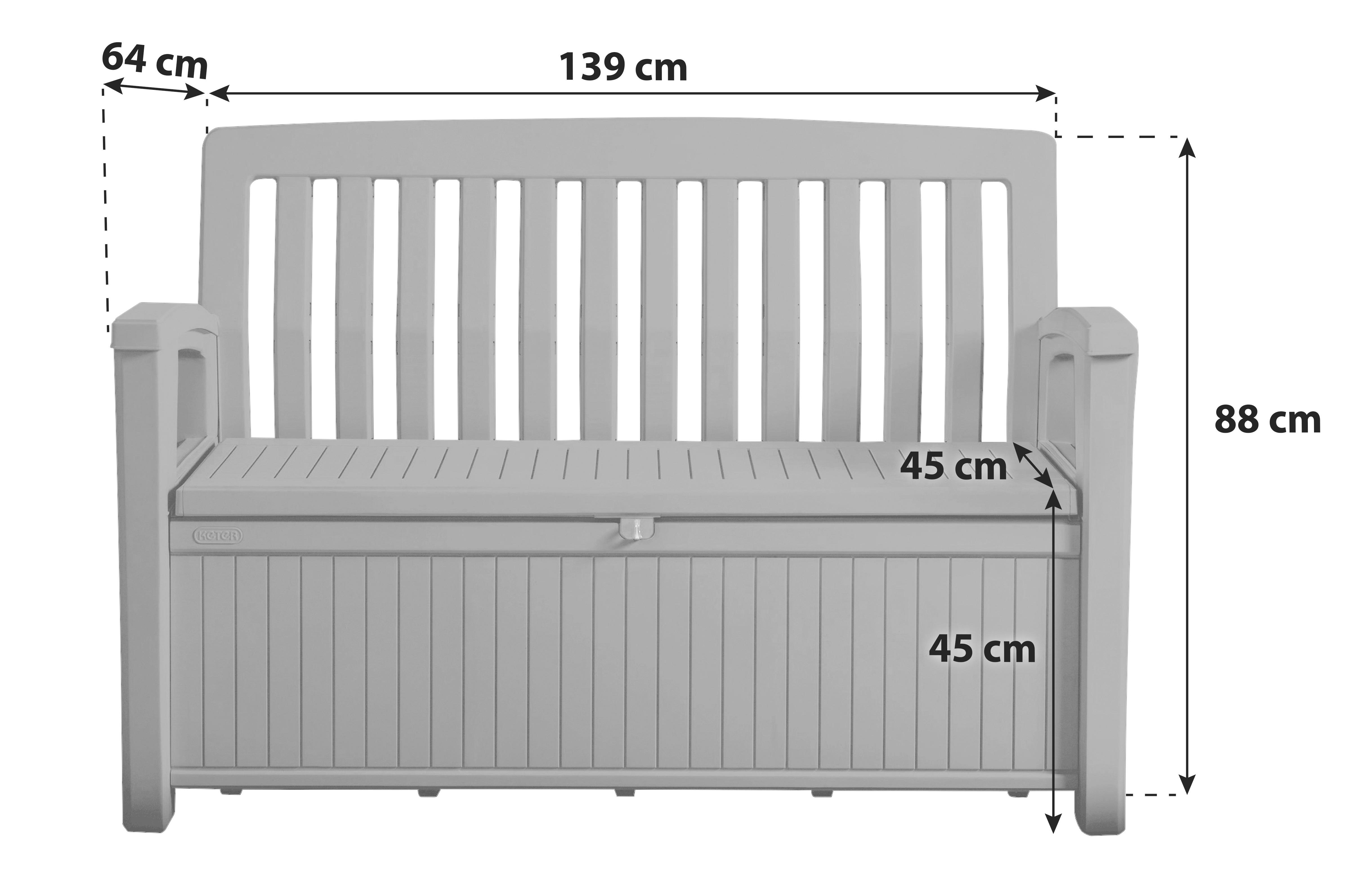 Gartenbank Kunststoff 2-Sitzer Patio Bench White mit Truhe - Weiß, MODERN, Kunststoff (138,6/88/63,5cm)