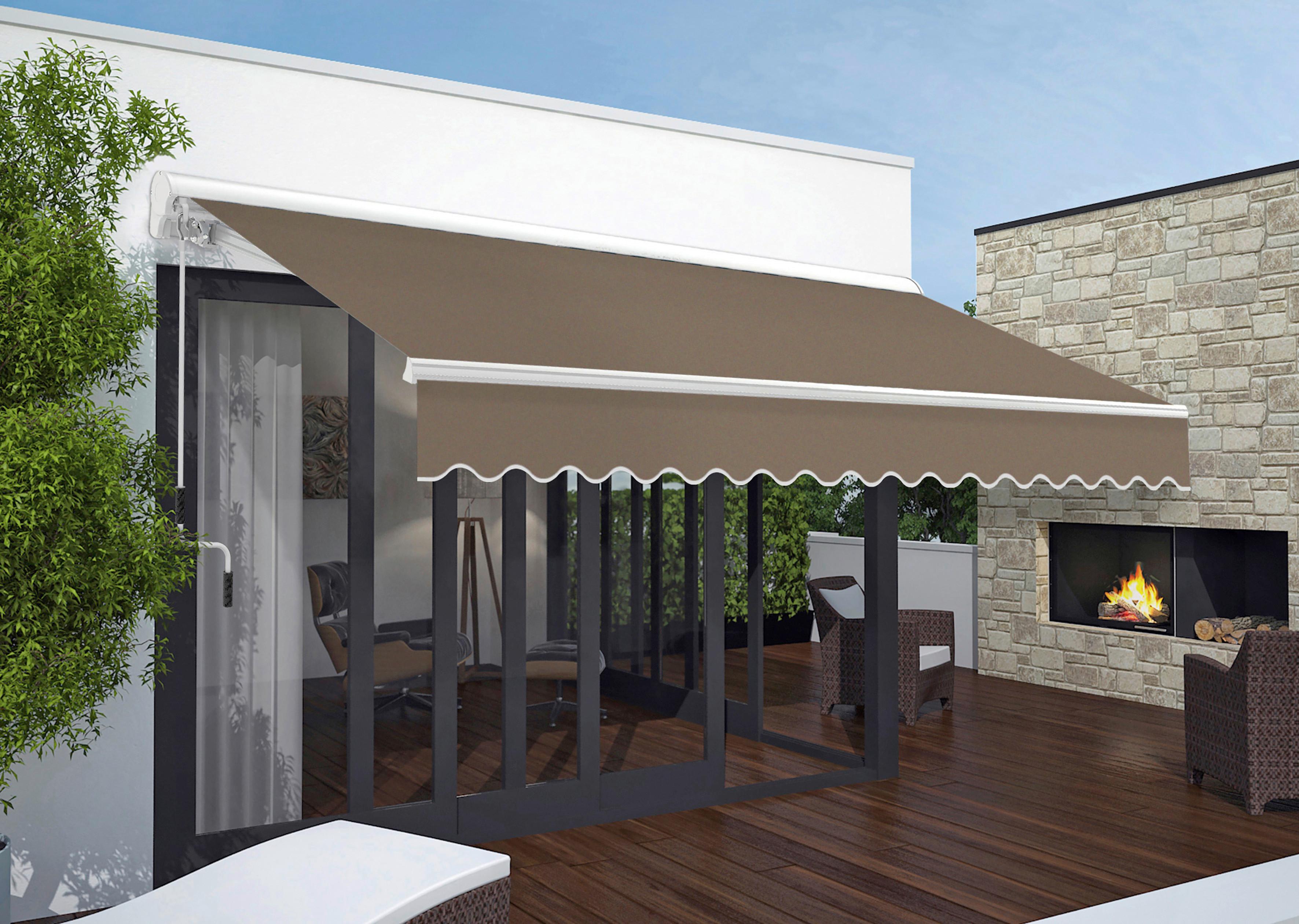 Hülsenmarkise 300x250 cm Taupe /Weiß, Decken-/Wandmontage - Taupe/Weiß, Basics, Textil (300/250cm) - Schwöller