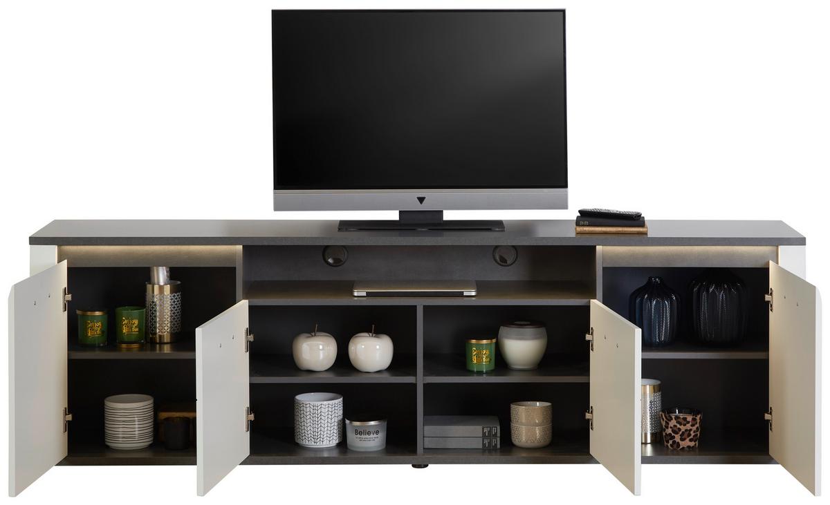 Wohnkombination Modern 4 Tlg. Mit Led Alassio 2, Weiß/matera - MODERN (312,6/200/40,5cm) - Luca Bessoni