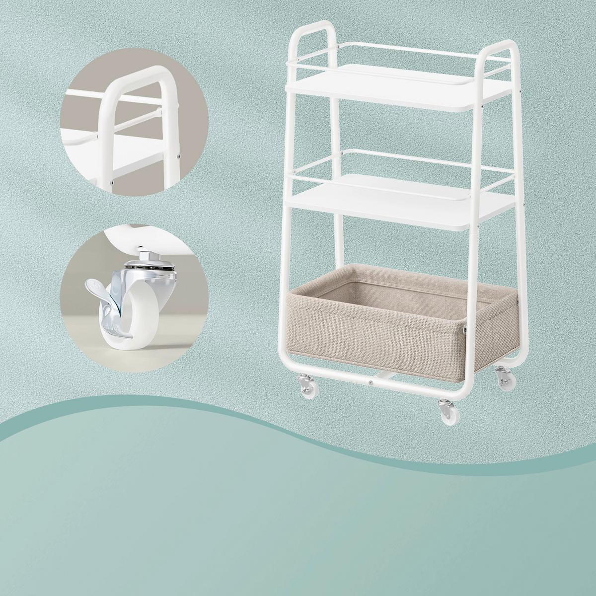 SERVÍROVACÍ VOZÍK BIELA/HNEDÁ - biela/béžová, Trend, kov/kompozitné drevo (43/81/30cm) - Boxxx