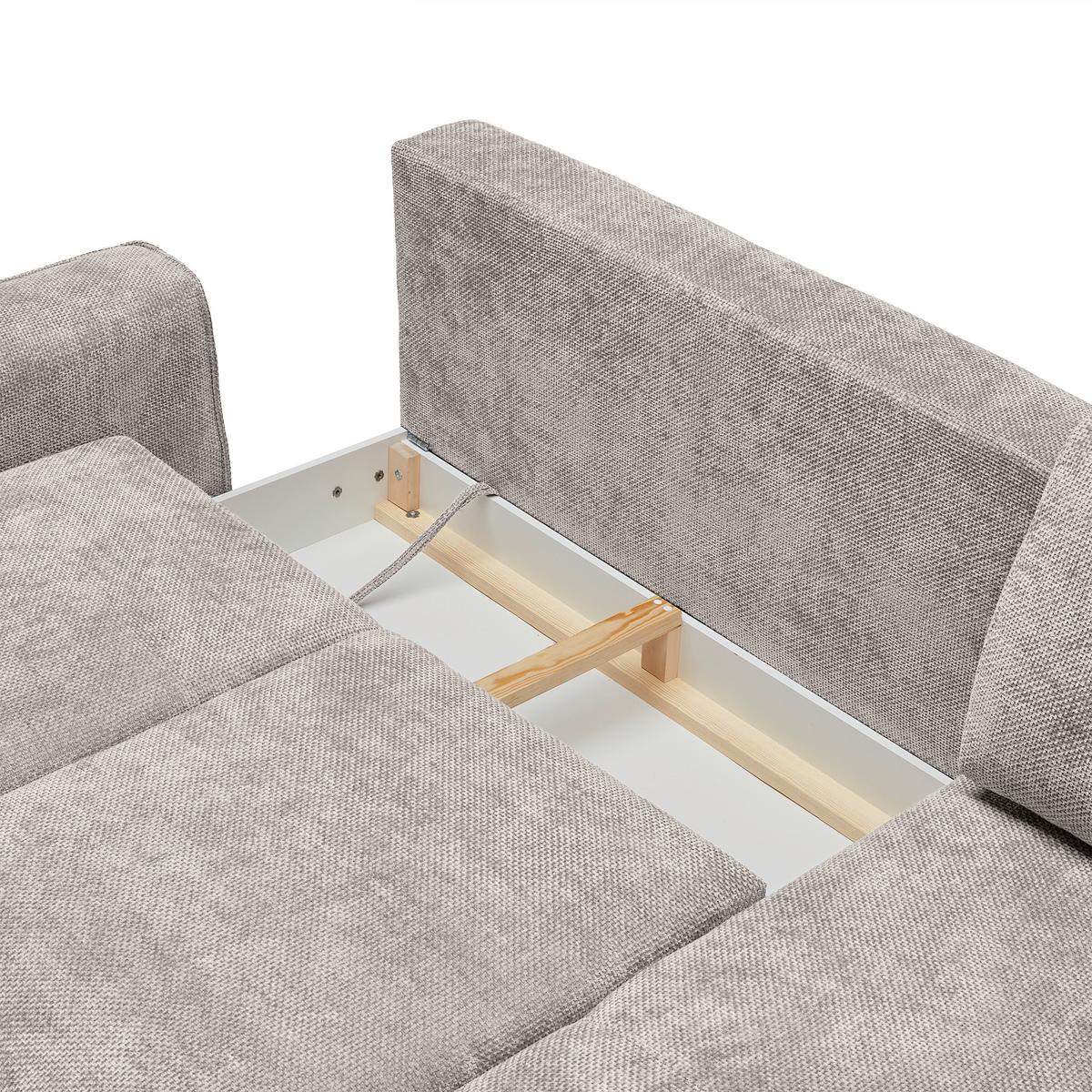 Rohová sedačka CUSTOM, pravá, světle šedá žinylka - černá/světle šedá, Moderní, kov/textil (255/164cm) - Mömax