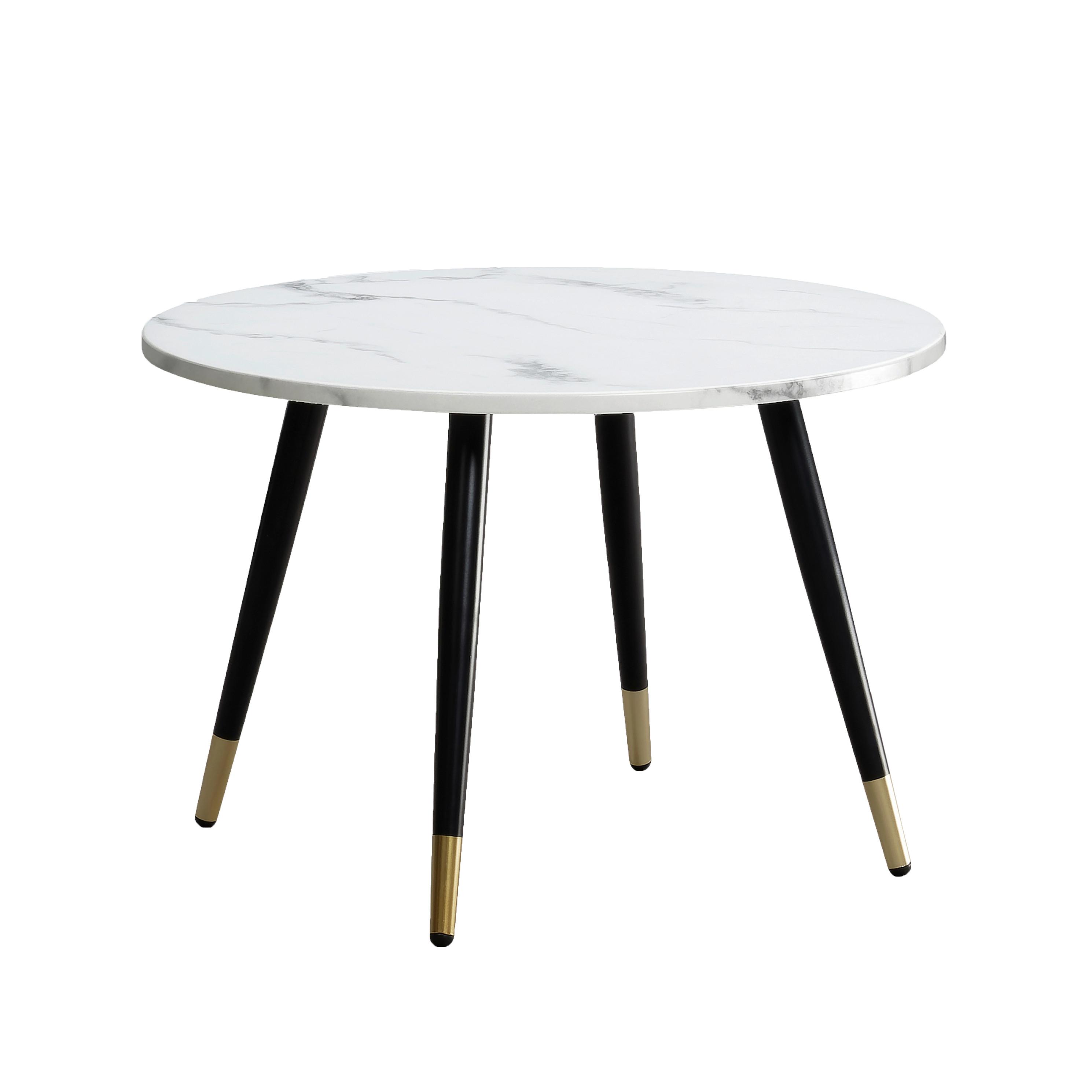 Couchtisch Weiß L: 60 cm - Goldfarben/Schwarz, Design, Holzwerkstoff/Metall (60/60/41cm) - MID.YOU