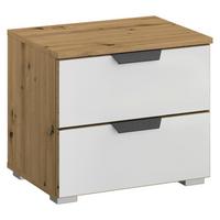 Nachtkästchen Artemis Eiche Dekor/weiß, H: 43cm - Alufarben/Weiß, MODERN, Glas/Holzwerkstoff (47/43/42cm) - Rauch Möbel