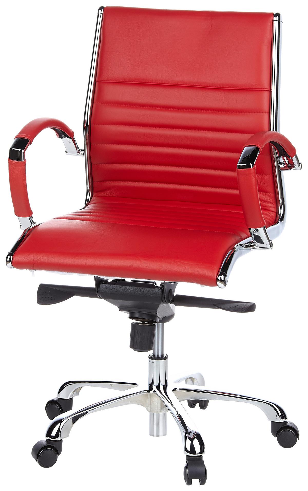 Bürostuhl Parma Mit Wippfunktion Rot Bis 110 Kg - Chromfarben/Rot, MODERN, Leder/Kunststoff (60/111/50cm) - MID.YOU