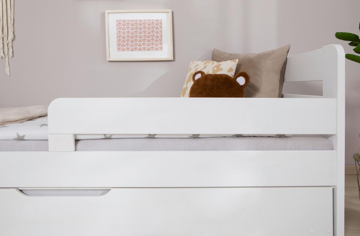 Bett Bennet Weiß inkl. Zubehör, 120x200 cm - Weiß/Naturfarben, MODERN, Holz/Textil (120/200cm) - MID.YOU