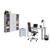 Büro Office Edition Grau/weiß - Weiß/Grau, MODERN, Holzwerkstoff/Metall - MID.YOU