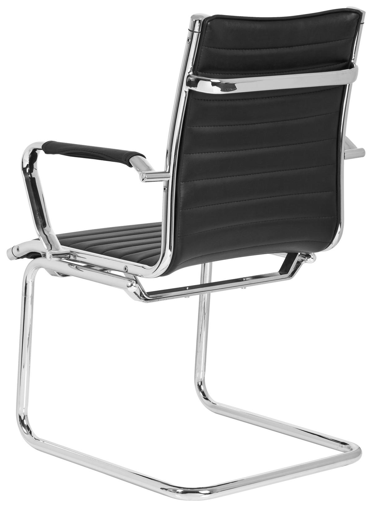 Besucherstuhl Vermona Schwarz Bis 110 Kg - Silberfarben/Schwarz, Basics, Textil/Metall (54/90/50cm) - MID.YOU