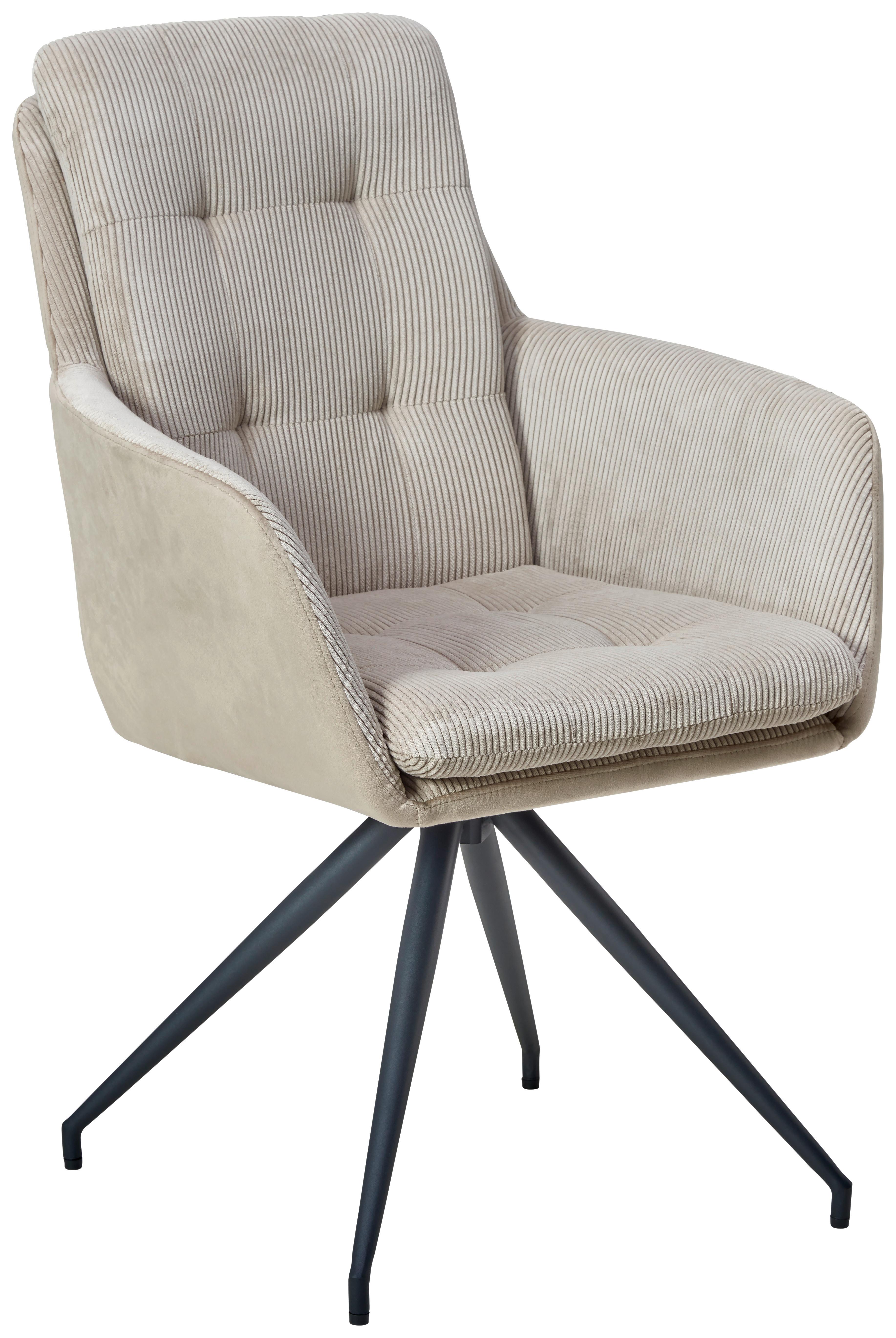 Armlehnstuhl Nizza - Beige/Schwarz, LIFESTYLE, Textil/Metall (60/94/64cm) - MID.YOU
