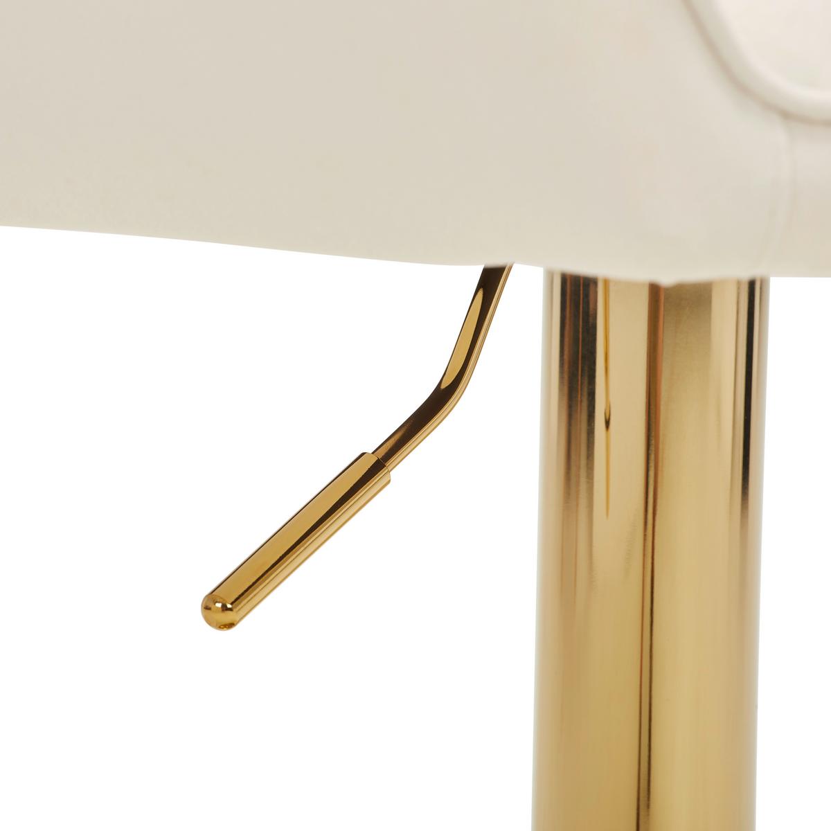 Barhocker Adriano, Samt Creme höhenverstellbar, B: 53,5 cm - Goldfarben/Creme, MODERN, Textil/Metall (53,5/108/53cm) - Livetastic