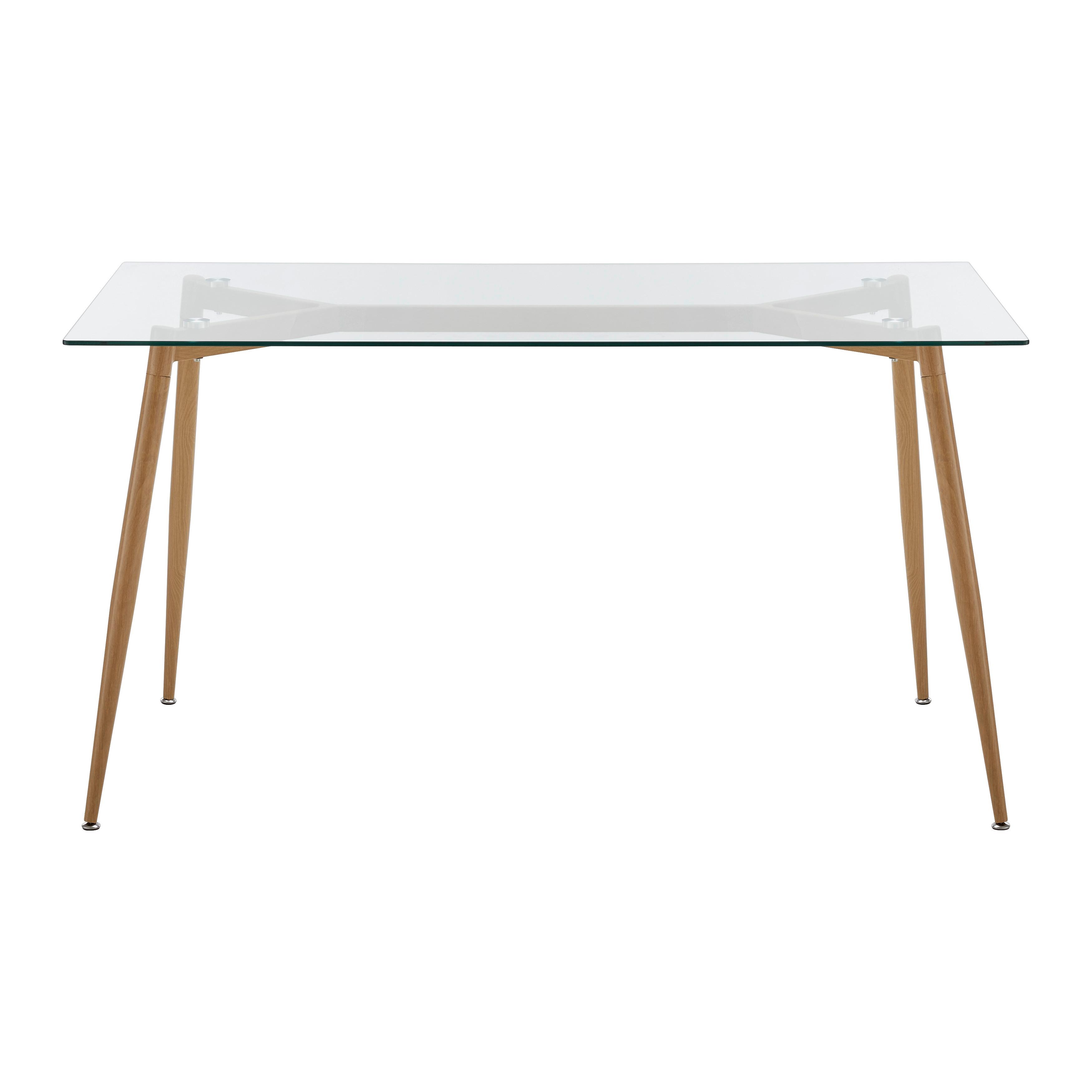 Jedálenský Stôl Vinnie 140x80 Cm - hnedá/číra, Moderný, kov/sklo (140/80/76cm) - Bessagi Home