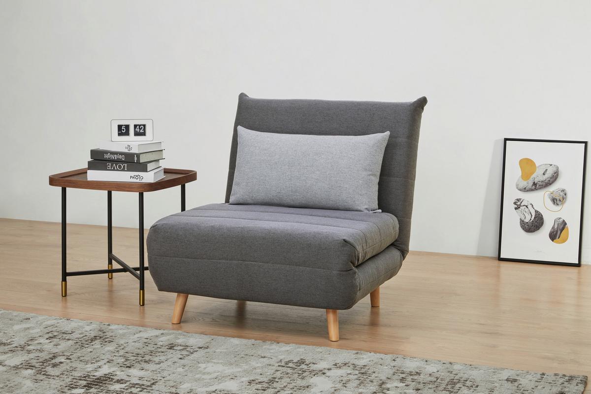 Rozkládací pohovka/křeslo SIMON šedá - šedá/světle šedá, Moderní, dřevo/textil (77/84/91cm) - Ondega